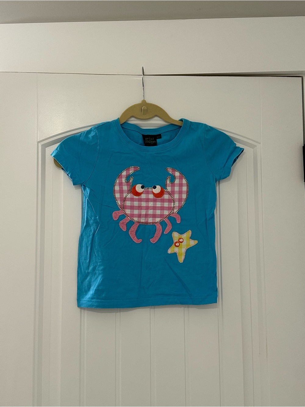 Vintage Mini Boden Patchwork Crab Applique Graphic T Shirt Size Kids 5 - 6 Years